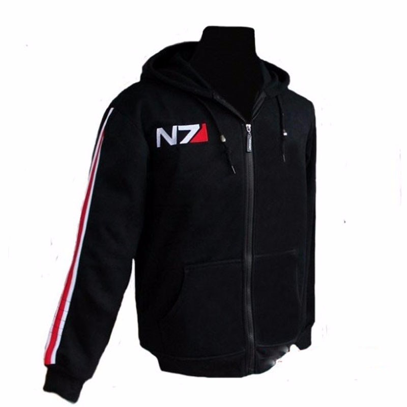 Anime Cosplay Thick - Mass Effect Hoodie Men Black Anime