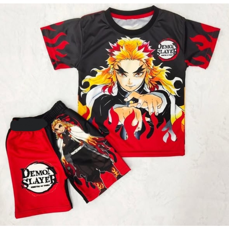 Anime Cosplay Tanjiro - Demon Slayer Kids T-shirt Shorts Set