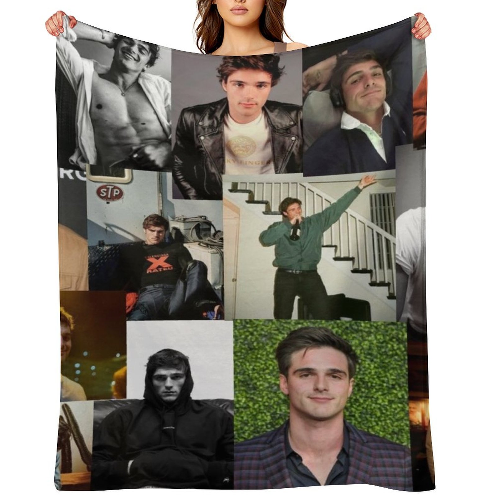 Anime Cosplay Pics - Jacob Elordi pic collage Throw Blanket