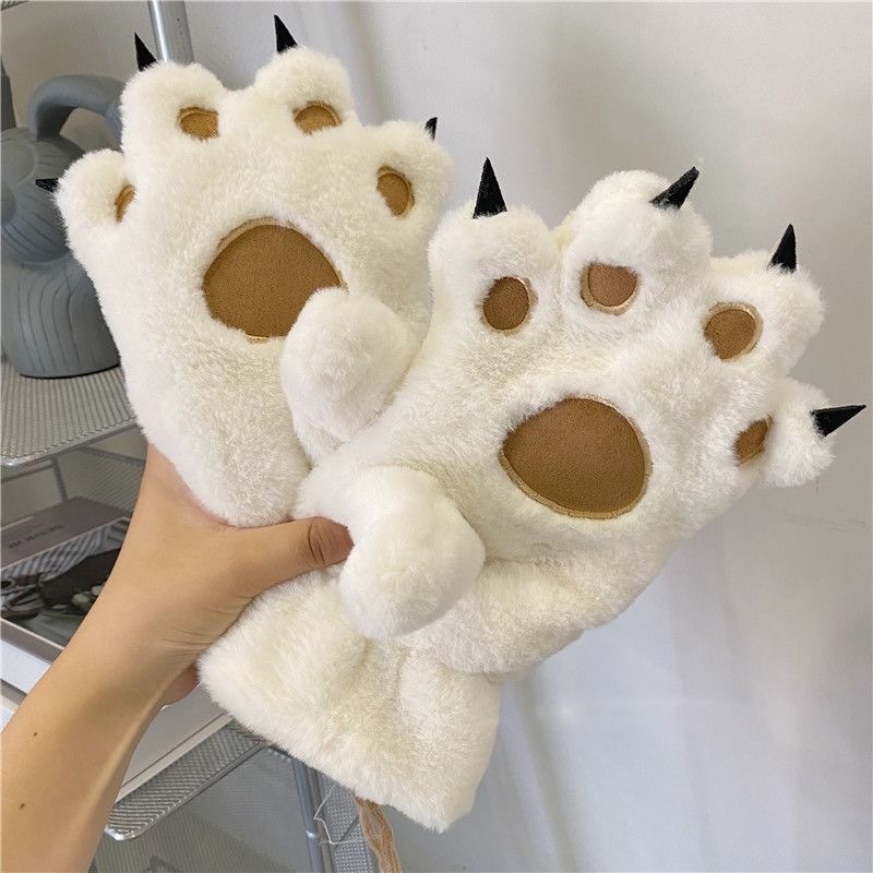 Anime Cosplay Thick - Thick Velvet Cat Claw Gloves Warm